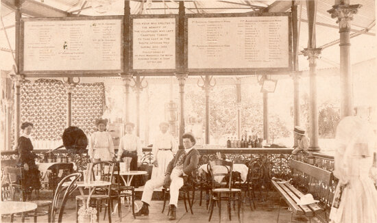 Four postcards: In the Boer War Kiosk Lissner Park, The Band Stand, Gill St and Mosman St