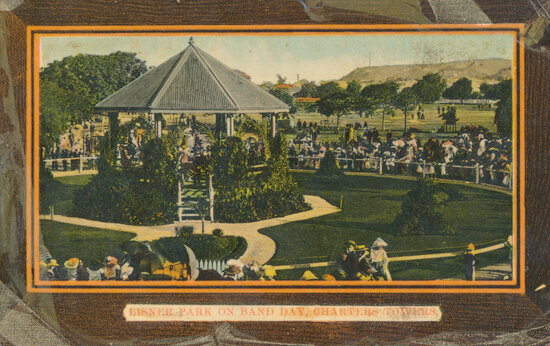 Two postcards: Lissner Park on Band Day, The Lawn - Race Course