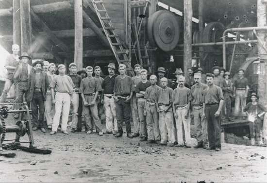 Miners from Liontown East No 1 &amp; 2 with Battery Staff