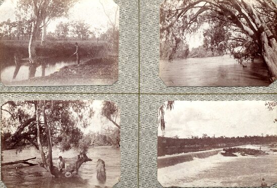 Four photos: Weir, river, fishing