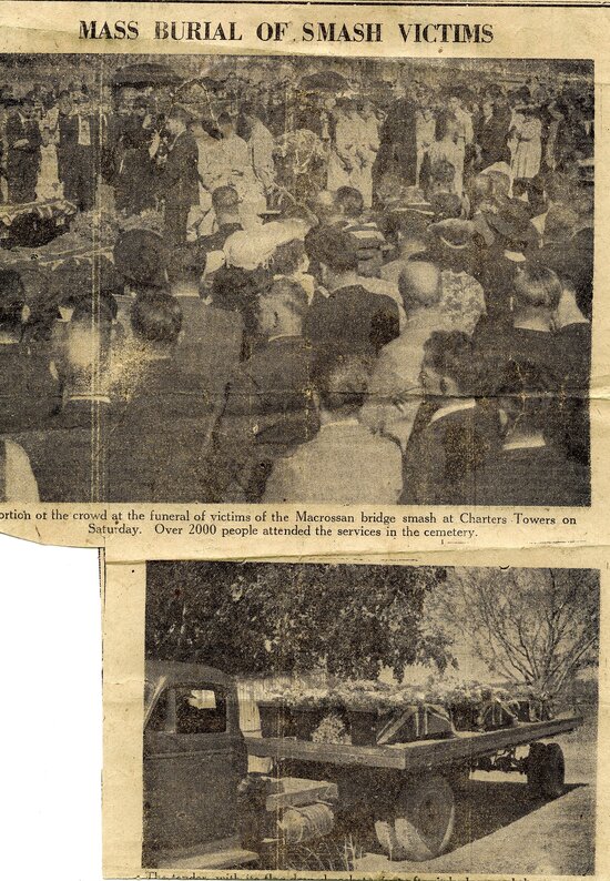 Funeral images of Macrossan Smash 1948