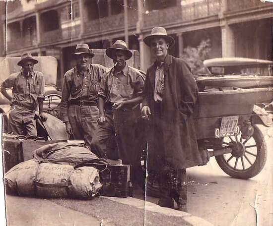 Walter Harrison and Reginald Halse with All Souls staff on Brisbane trip 1923