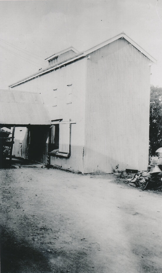 Two storey shed at back of Siemon&rsquo;s store, where seed crusher operated