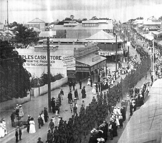 Boer War or WW1 Soldiers Procession in Gill St