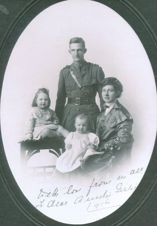 Capt Herbert Foxlee, Olive Mary Murray Foxlee (nee Towner), Olive May Foxlee and Florence Alberta Foxlee 1916