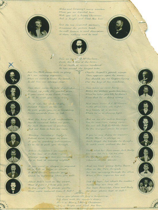 ED Miles Christmas Card 1926 with photos of Staff members