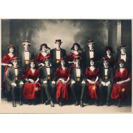 A Set of Eight Men Wearing Boaters With Eight Women, 1919