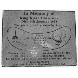 Detail of Grave of King Kiara plaque