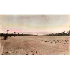 Burdekin River bed during drought, looking towards rail bridge, Macrossan