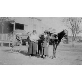 Two Women Beside Horse and Buggy, 1920’s?