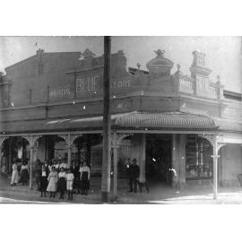 Staff standing in front of Ward's Blue Store, 1915