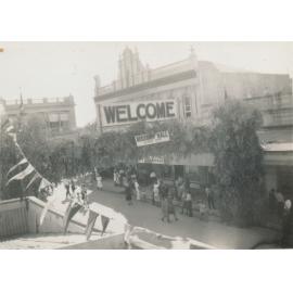 Welcome Archway for celebration, Gill Street 1947