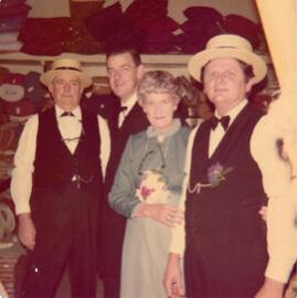 Stan Pollard, Gordon Griffiths, Dulcie Penberthy and Spencer Mills at Stan Pollard’s Store during the Goldfields festival
