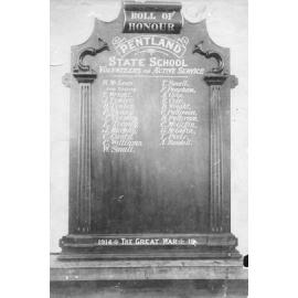 Pentland State School Roll of Honour, World War I
