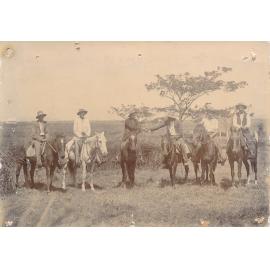Austy Chick, R Hurle, Norman Hurle and Leighton Hurle on horses