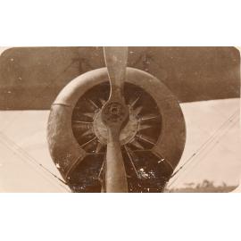 Detail of engine of Avro aircraft at the Racecourse, 1920