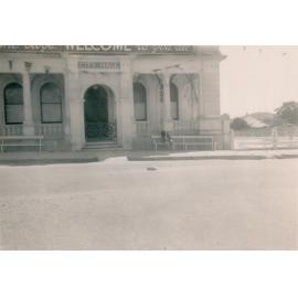 City Hall with Welcome sign for the Coronation, Mosman Street