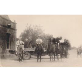 Mounted Search Party Outside Ravenswood Ambulance Centre With Ike Douglas in Uniform