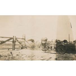 Douglas Motorcycle by a rural gate