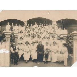 Mayor Verner and His Wife With Members of the Brisbane Swimming Squad outside the Town Hall, 1923