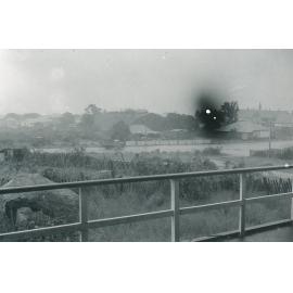 View from the Cunningham residence, 45 Deane Street during a rain event, 1950’s