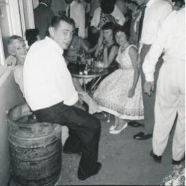 Group of women including Jill Cunningham with a man at the Golf Club, 1950’s