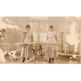 Nurses Elizabeth Freeman and Nurse Whalley in the Charters Towers Hospital Operating Theatre, 1916