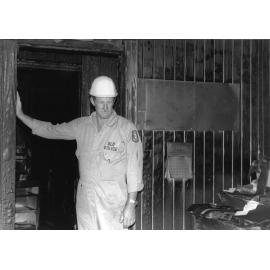 Police Sergeant Brian Beveridge at Police Station Following Fire in May 1988