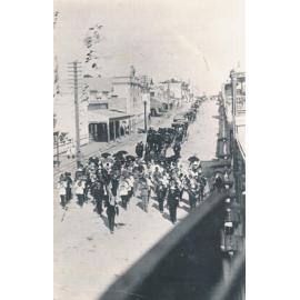 C Webber Funeral procession, near Police station Gill Street, looking east