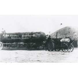F & N Powell Contractors steam vehicle pulling a boiler