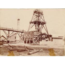 Poppet Head Frame and Chimney at unknown mine