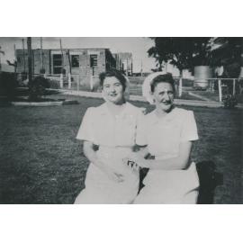 Helen Jones and Beryl Taylor in Nurses uniforms at Hospital