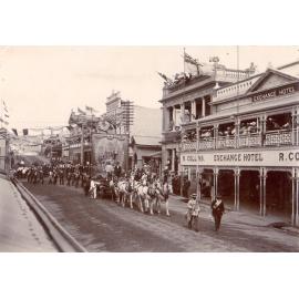 Parade turning into Mosman st from Gill st with Manchester Unity Banner