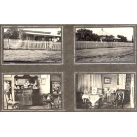 Four photos of house, exterior and interior