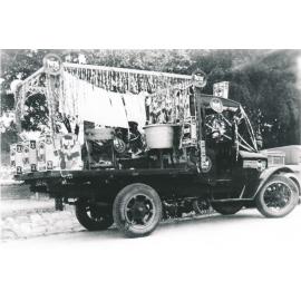Utility decorated with Persil washing powder theme for parade