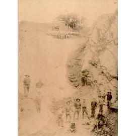 J Cosgrove, W Mathews, A McLaughlan, J Stibbs, G Pollock, J Judas, G Gollogly, E Pilcher, T Trevinan, E McFadden, T Sayers, A Pilcher at a mine