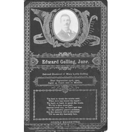 Edward Gelling, Jnr funeral card 1903