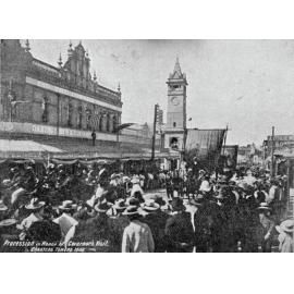 Procession in Gill Street in honour of Governor’s visit, 1908