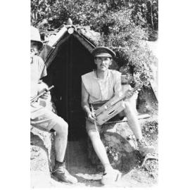 Pilcher with his Chocolate Box Violin, Gallipoli, 1915