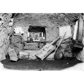 Pilcher’s Chocolate Box Violin and equipment in dugout, Gallipoli, 1915