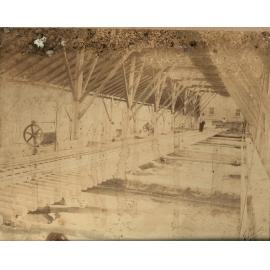 Brilliant and St George Mill showing cyanide vats with John Matthews standing rear center