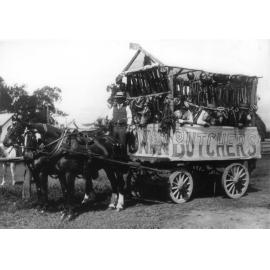 Butcher’s Float driven by George Morris, employee of H Siemon & Sons for a Union Procession