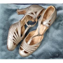 Silver dance shoes of Mary Gill from her Debutante Ball August 1937 in the Horticultural Hall