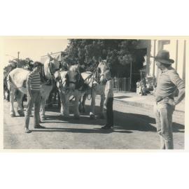 Horses with handlers in Bow St during filming of ‘The Irishman’ 1977