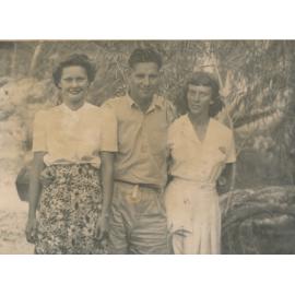 ?, Bruce Cunningham and Jill Cunningham (nee Lambton) at the river