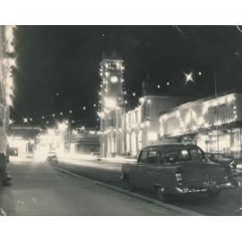 Gill Street looking towards the Post Office, illuminated for the Centenary