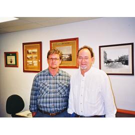 Mike Power (l) and Michael Brmby (r) in the newly opened reading room of the Charters Towers and Dalrymple Archives Centre, Excelsior Library