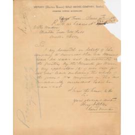 Victory Gold Mining Company, Letterhead, 1897