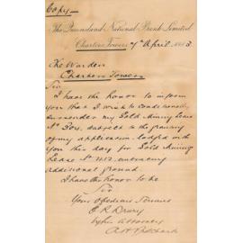 The Queensland National Bank Limited, Charters Towers, Letterhead, 1883