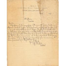 The No. 2 Queen Gold Mining Company Limited Letterhead, 1888